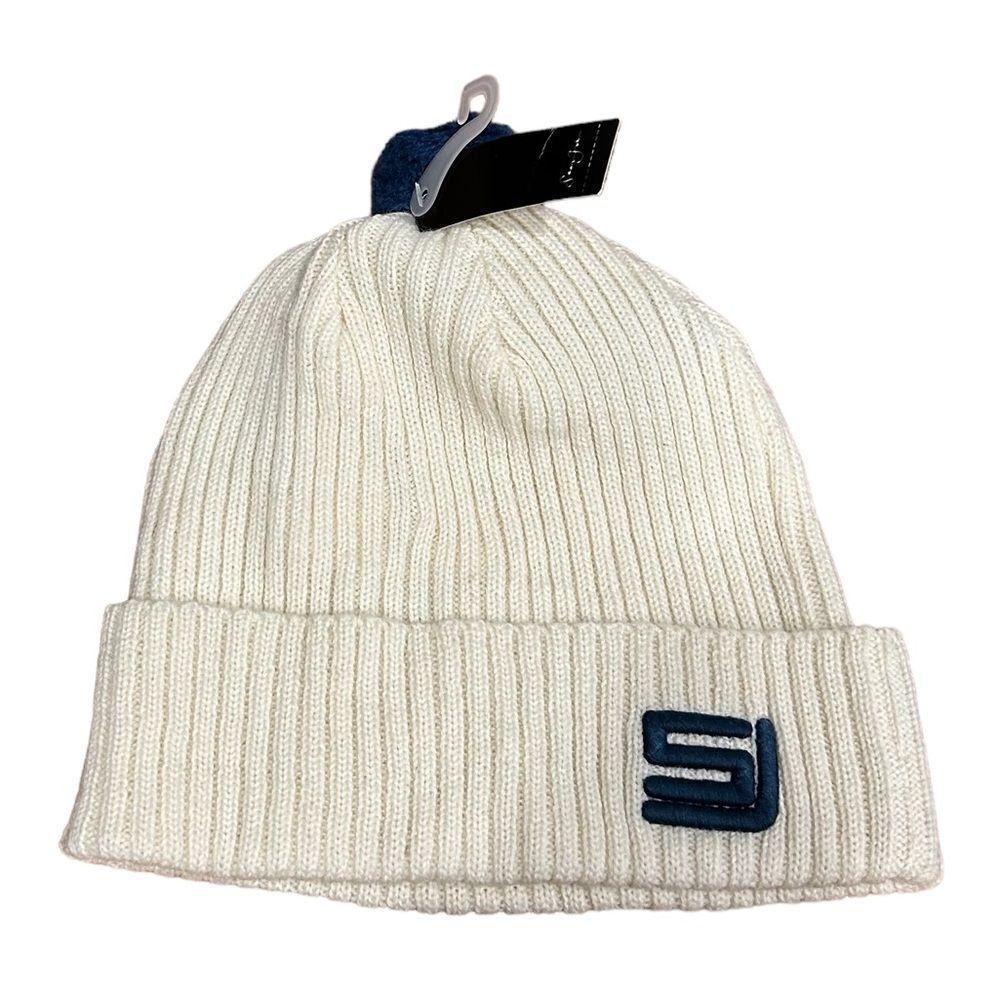 Sean John Vintage SJ Logo Y2K Millennium Ribbed Wool Beanie Hat with Pom